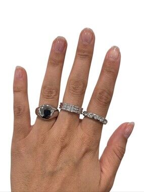 3 Piece Silver Ring Set NWT Nickel Free Crystal Stackable Rings